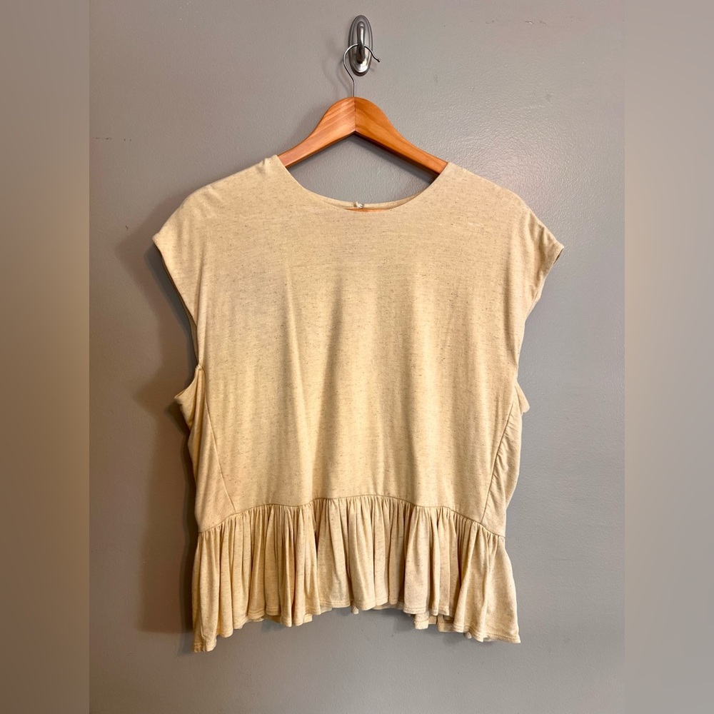 Express Pale Yellow Ruffle Hem Blouse